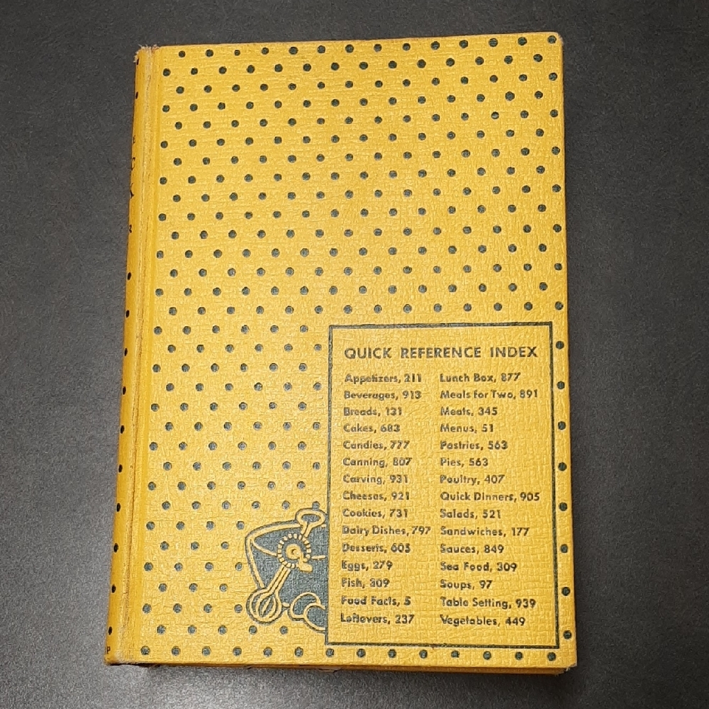 Vintage Yellow Cookbook with Polka Dots